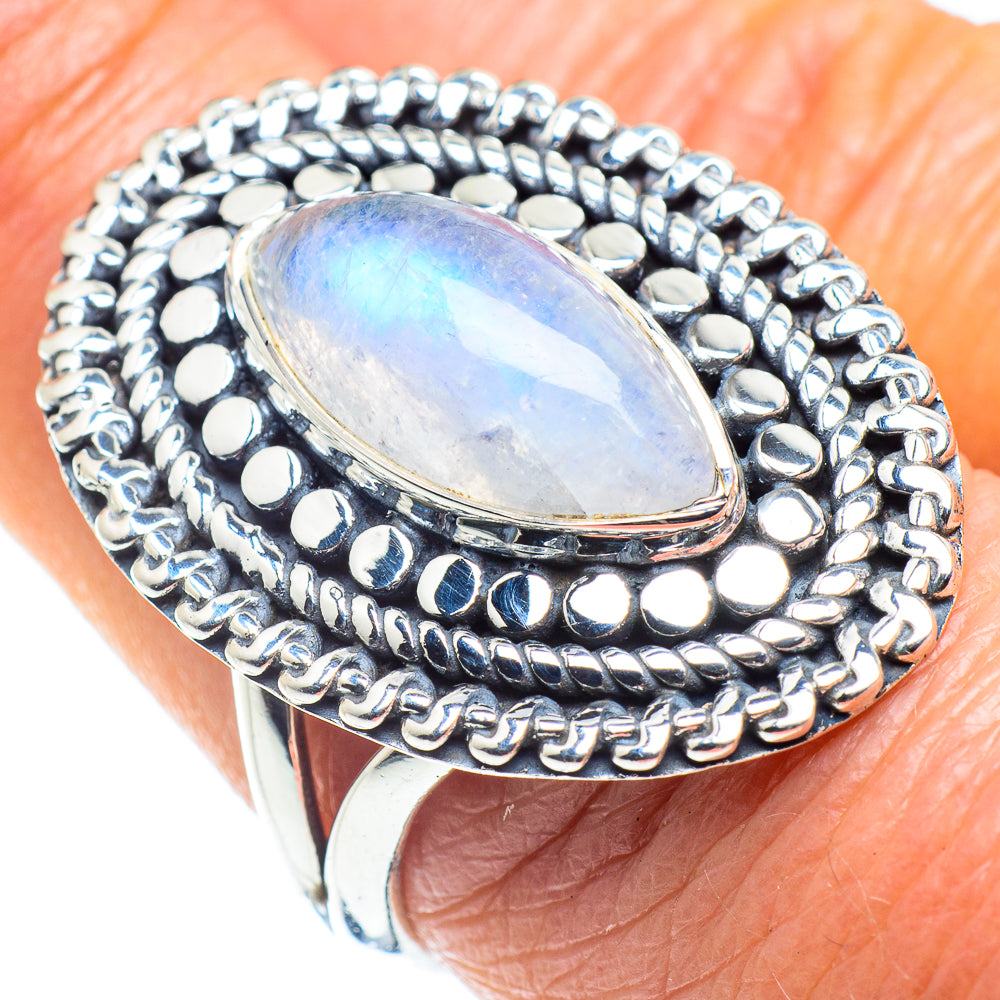 Rainbow Moonstone Rings handcrafted by Ana Silver Co - RING57935