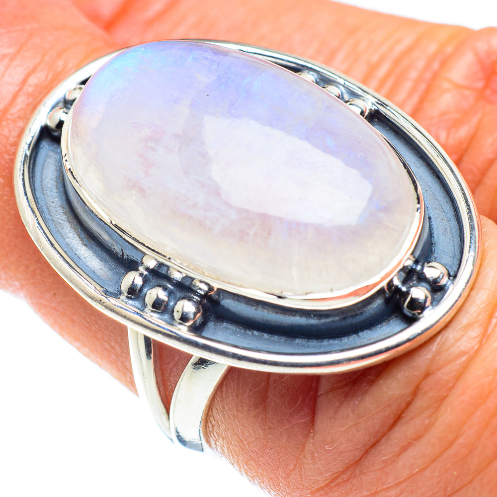 Rainbow Moonstone Rings handcrafted by Ana Silver Co - RING57940
