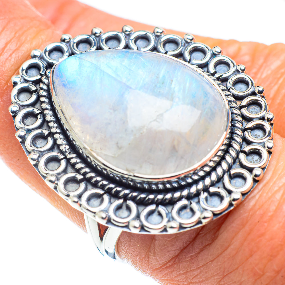 Rainbow Moonstone Rings handcrafted by Ana Silver Co - RING57942
