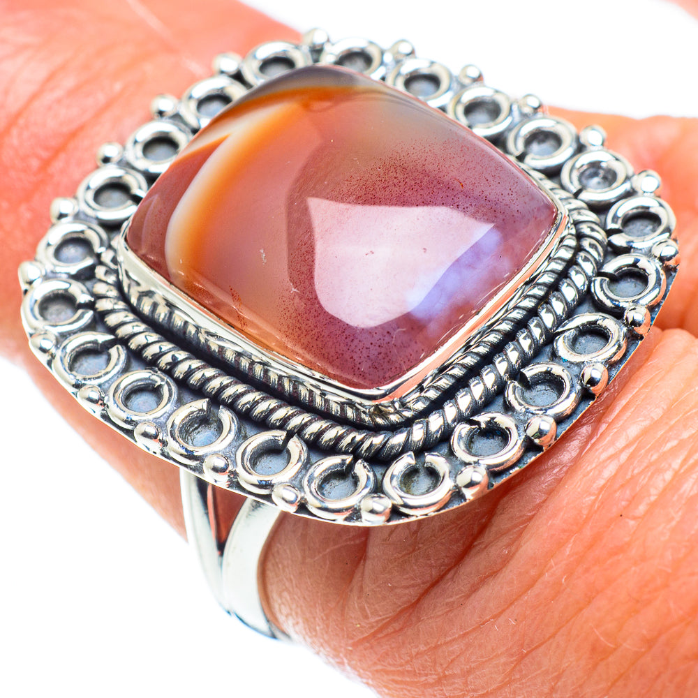 Orange Botswana Agate Rings handcrafted by Ana Silver Co - RING57947