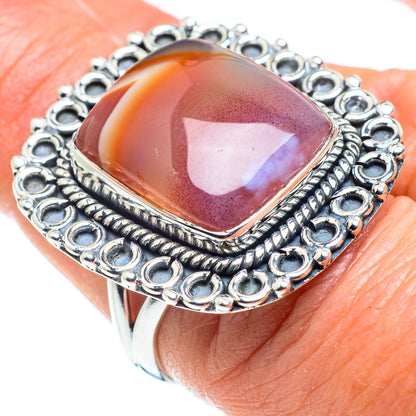 Orange Botswana Agate Rings handcrafted by Ana Silver Co - RING57947