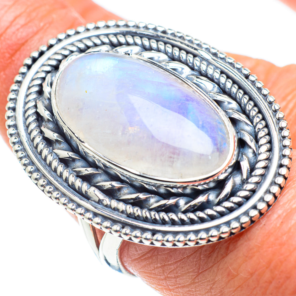 Rainbow Moonstone Rings handcrafted by Ana Silver Co - RING57956