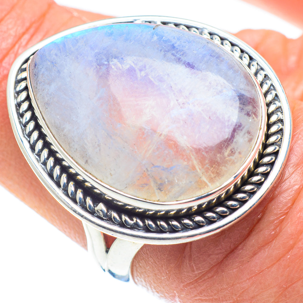 Rainbow Moonstone Rings handcrafted by Ana Silver Co - RING57987