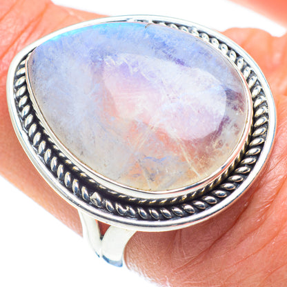 Rainbow Moonstone Rings handcrafted by Ana Silver Co - RING57987