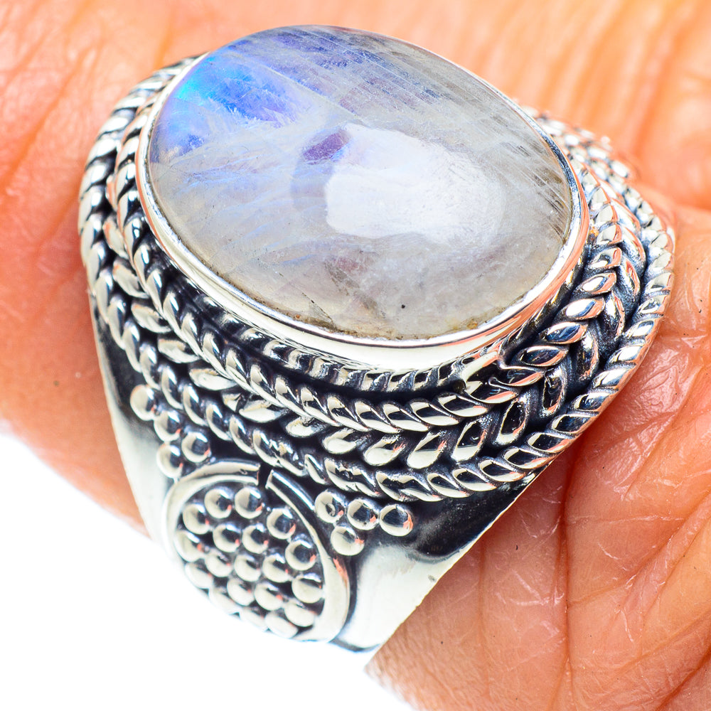 Rainbow Moonstone Rings handcrafted by Ana Silver Co - RING58023