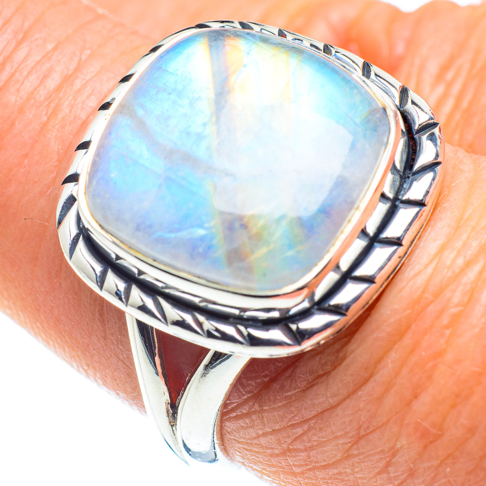 Rainbow Moonstone Rings handcrafted by Ana Silver Co - RING58029