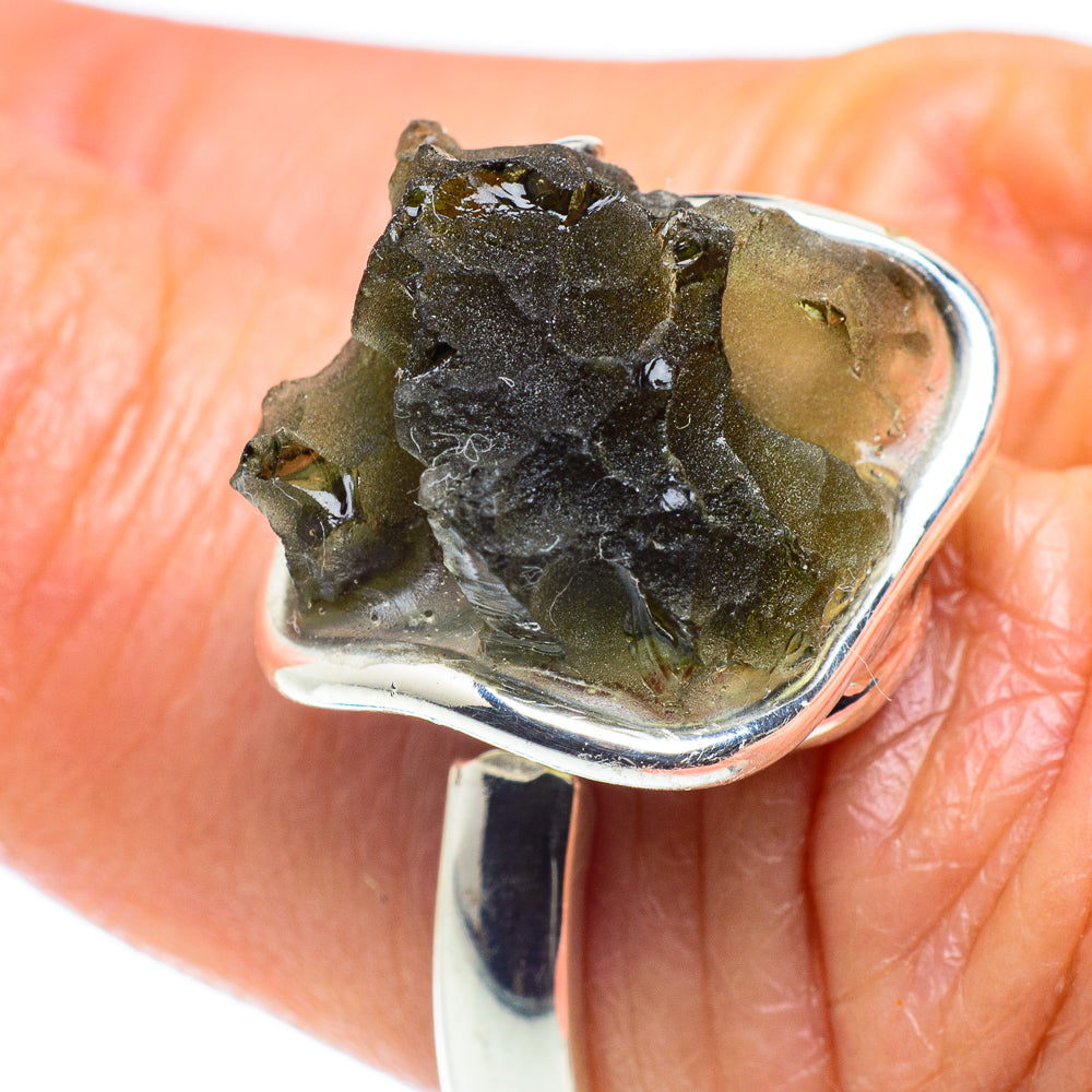 Czech Moldavite Rings handcrafted by Ana Silver Co - RING58076