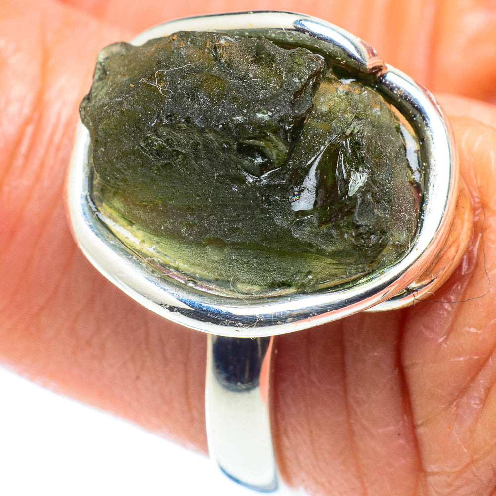 Czech Moldavite Rings handcrafted by Ana Silver Co - RING58077