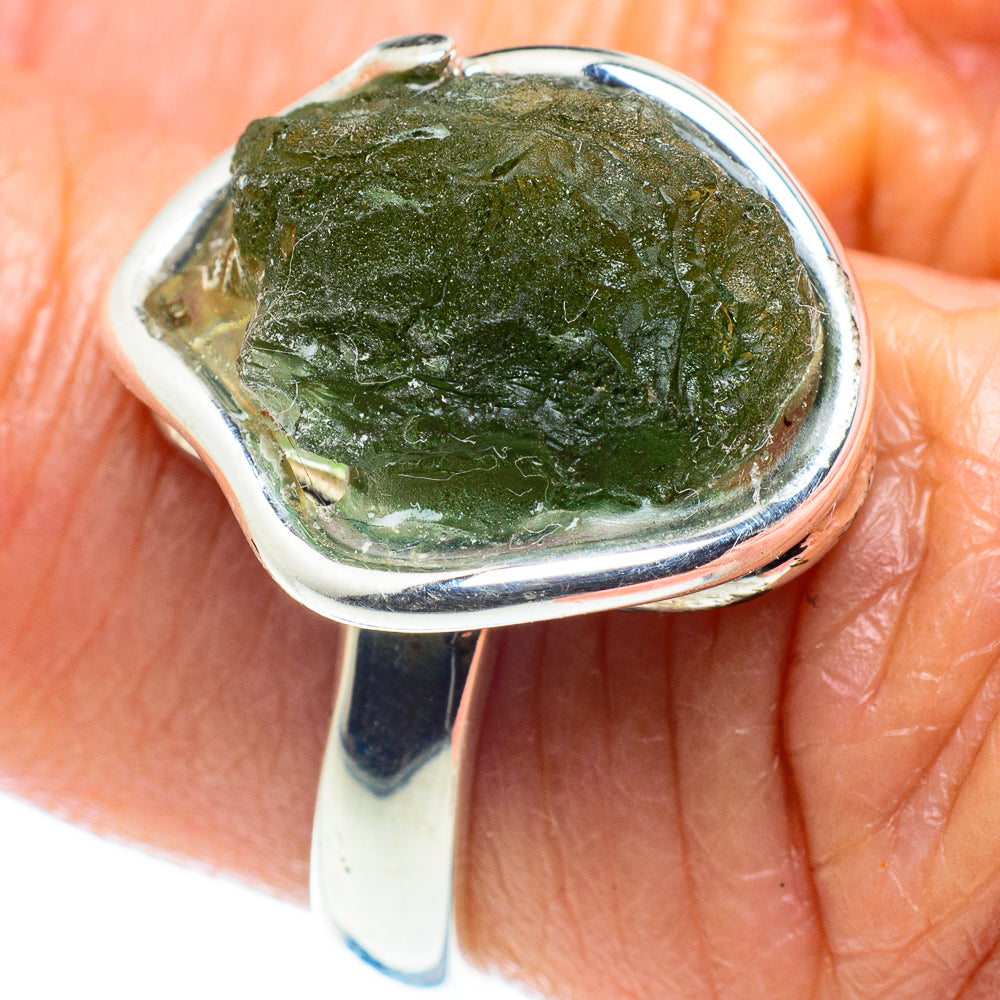 Czech Moldavite Rings handcrafted by Ana Silver Co - RING58078
