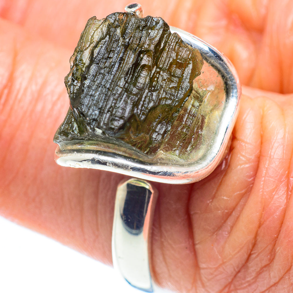 Czech Moldavite Rings handcrafted by Ana Silver Co - RING58079