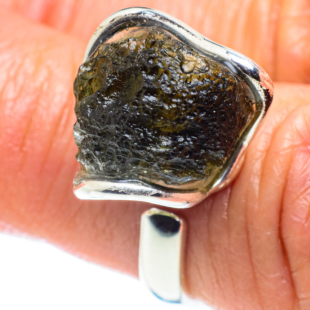 Czech Moldavite Rings handcrafted by Ana Silver Co - RING58081