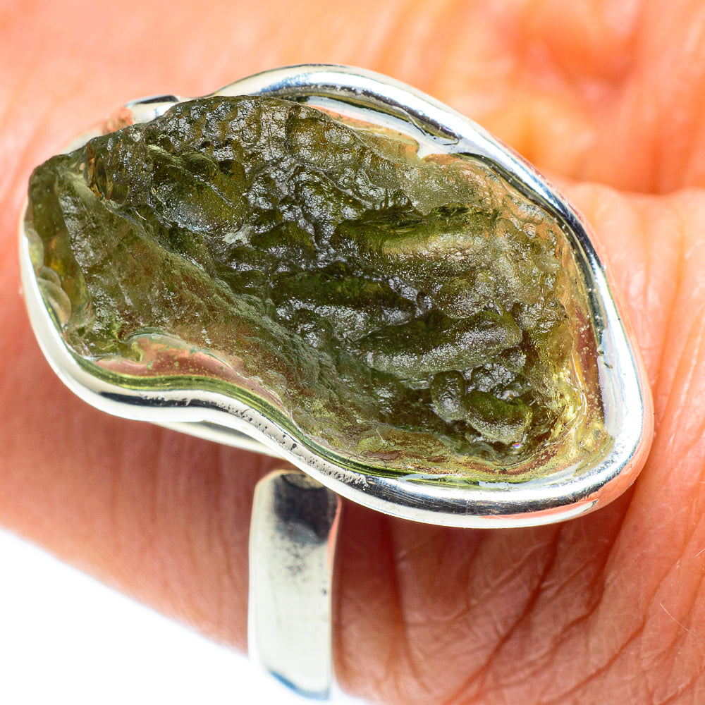 Czech Moldavite Rings handcrafted by Ana Silver Co - RING58083