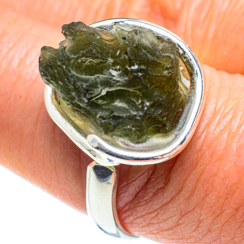 Czech Moldavite Rings handcrafted by Ana Silver Co - RING58085