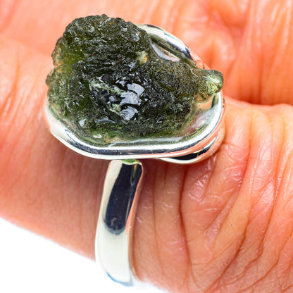 Czech Moldavite Rings handcrafted by Ana Silver Co - RING58087