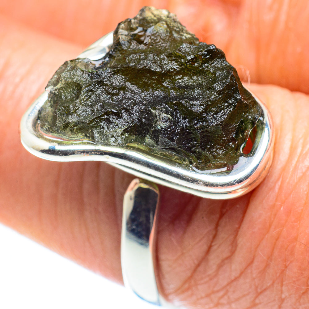 Czech Moldavite Rings handcrafted by Ana Silver Co - RING58088