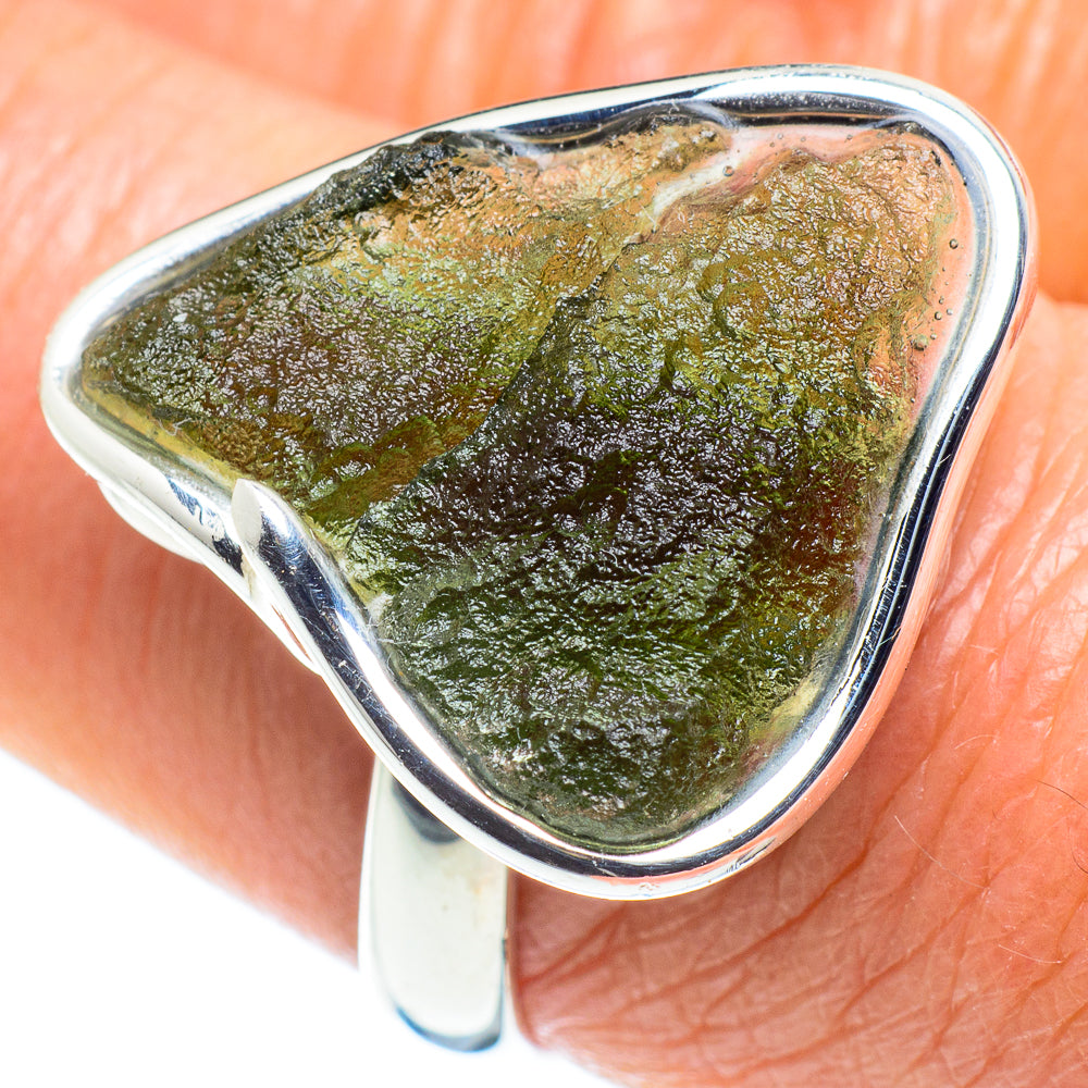 Czech Moldavite Rings handcrafted by Ana Silver Co - RING58089