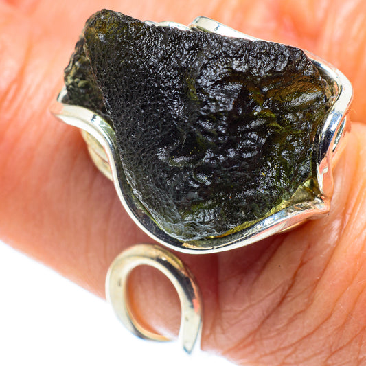 Czech Moldavite Rings handcrafted by Ana Silver Co - RING58090