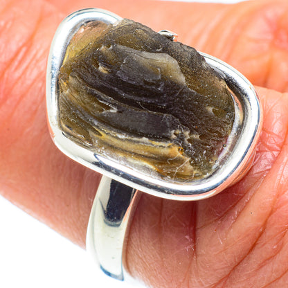 Czech Moldavite Rings handcrafted by Ana Silver Co - RING58092