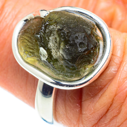 Czech Moldavite Rings handcrafted by Ana Silver Co - RING58095