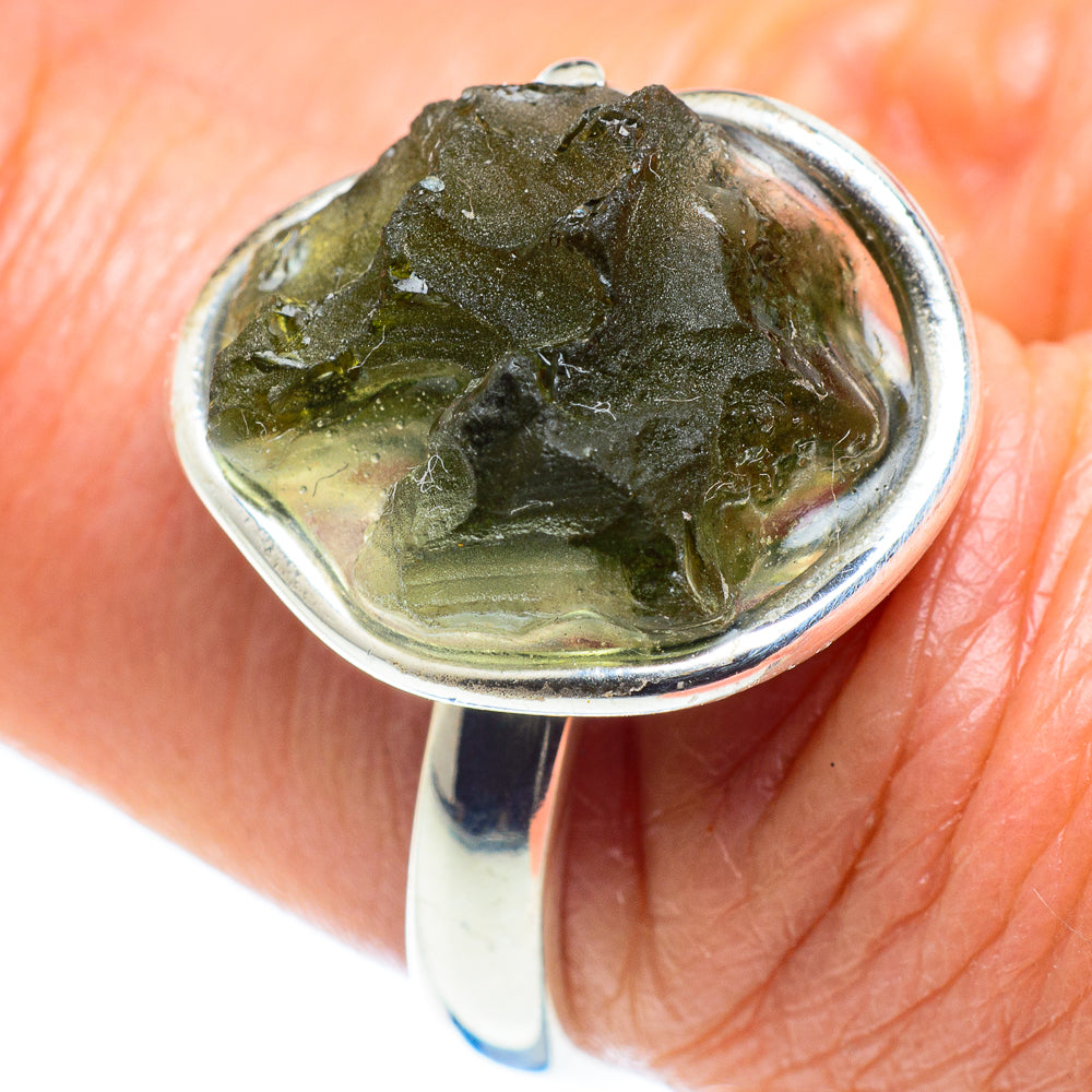Czech Moldavite Rings handcrafted by Ana Silver Co - RING58096