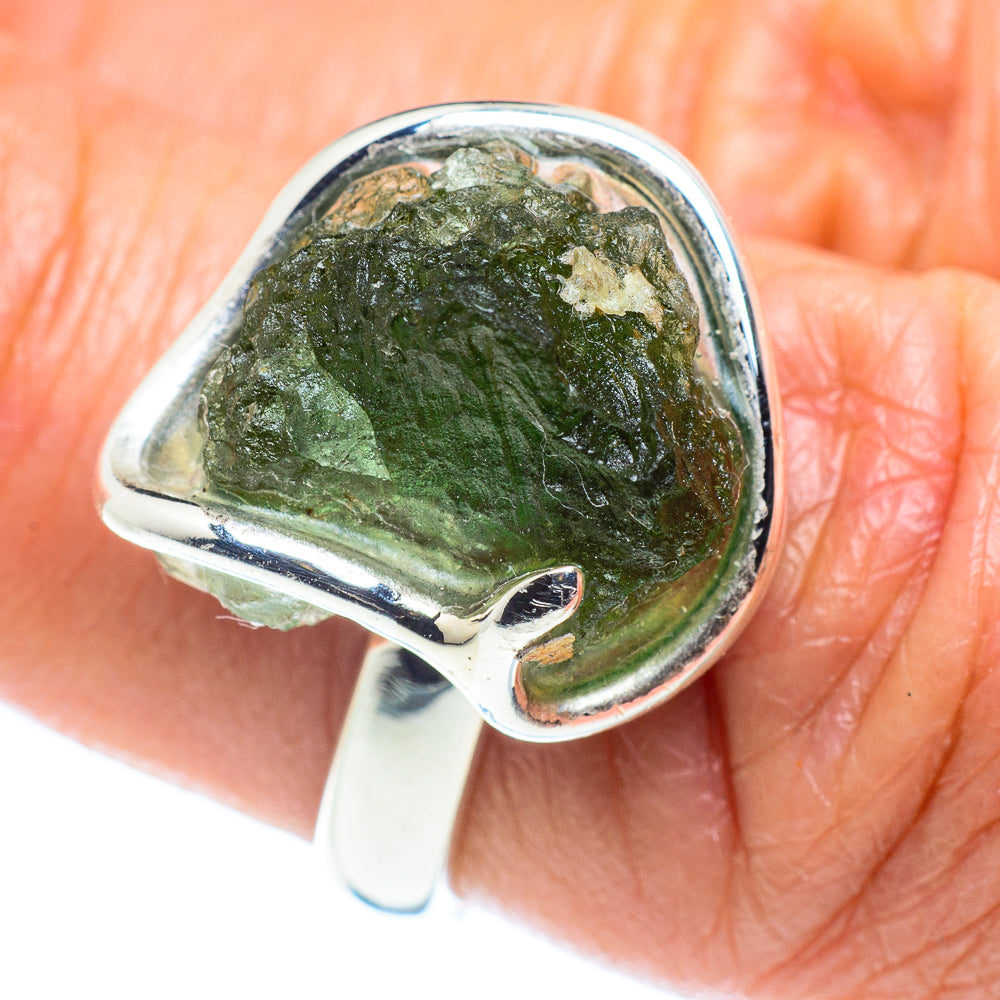 Czech Moldavite Rings handcrafted by Ana Silver Co - RING58097