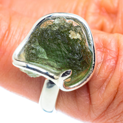 Czech Moldavite Rings handcrafted by Ana Silver Co - RING58097