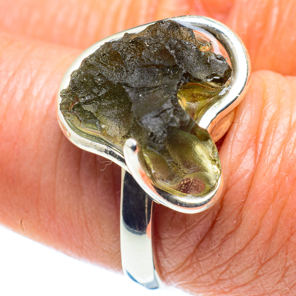 Czech Moldavite Rings handcrafted by Ana Silver Co - RING58098
