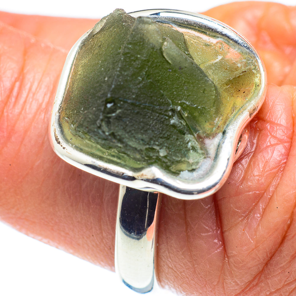 Czech Moldavite Rings handcrafted by Ana Silver Co - RING58099