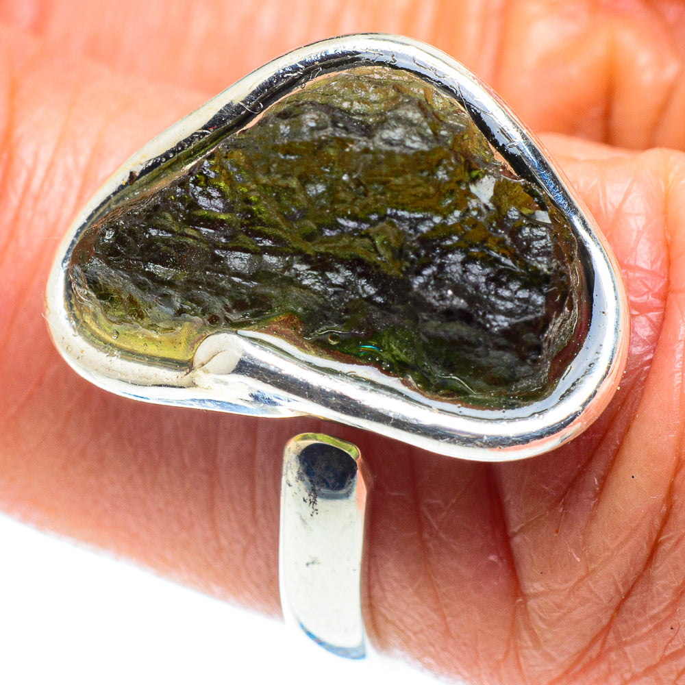 Czech Moldavite Rings handcrafted by Ana Silver Co - RING58102