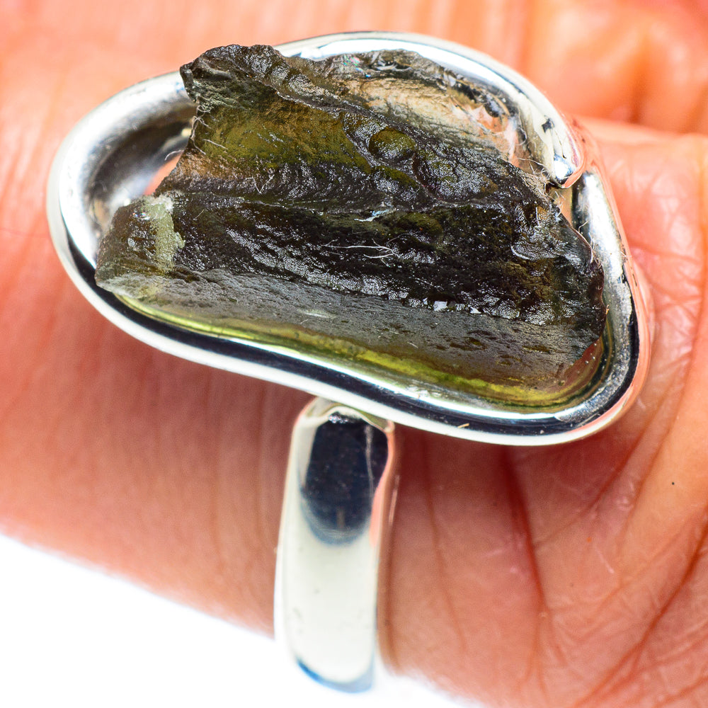 Czech Moldavite Rings handcrafted by Ana Silver Co - RING58103