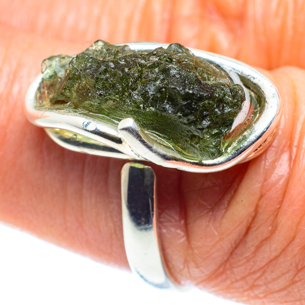 Czech Moldavite Rings handcrafted by Ana Silver Co - RING58106