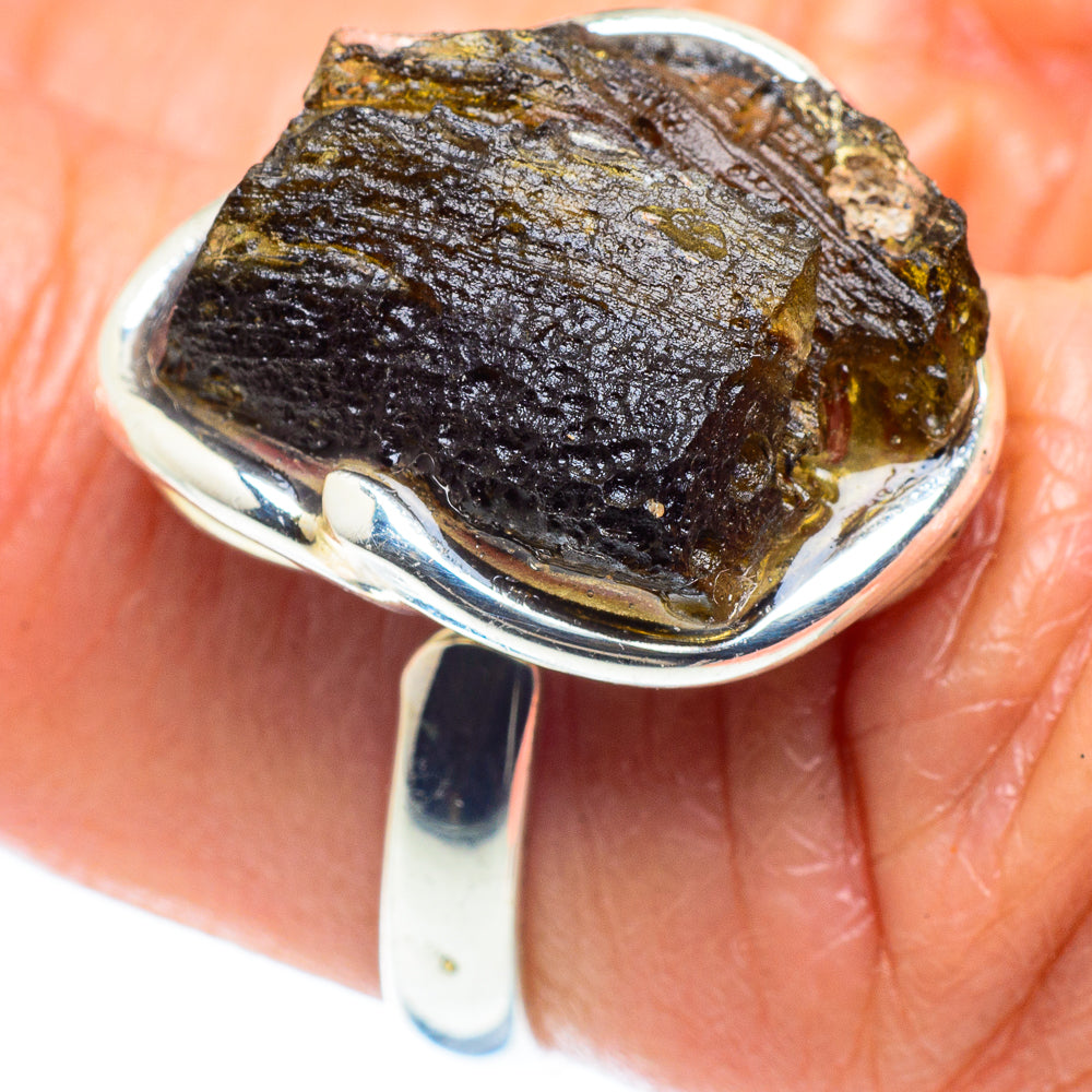 Czech Moldavite Rings handcrafted by Ana Silver Co - RING58108