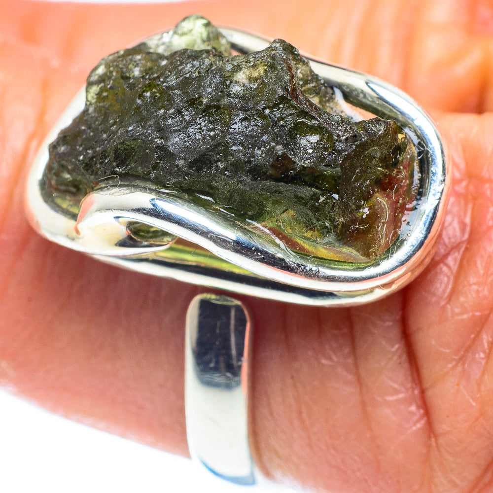 Czech Moldavite Rings handcrafted by Ana Silver Co - RING58109