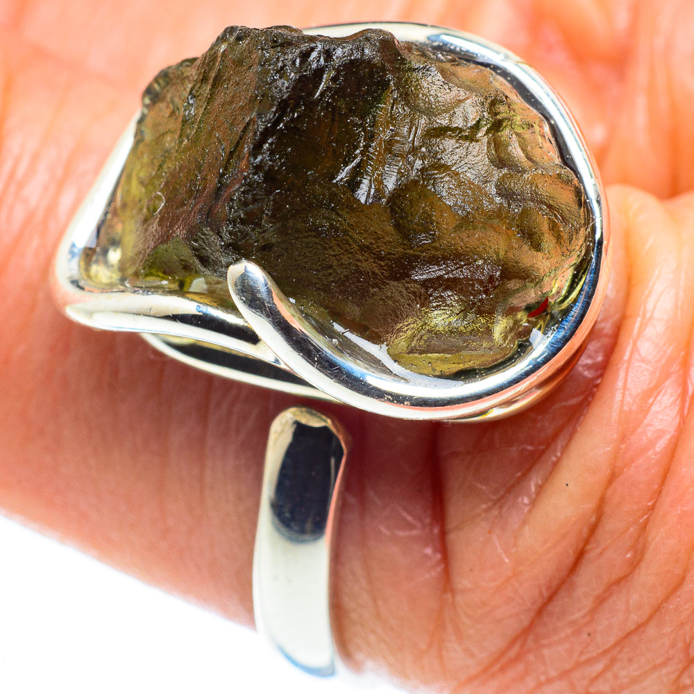 Czech Moldavite Rings handcrafted by Ana Silver Co - RING58111
