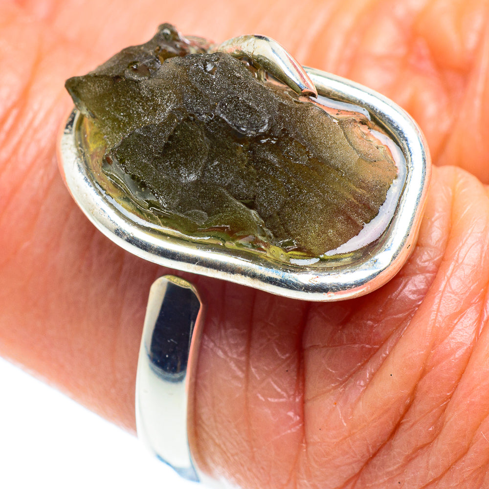 Czech Moldavite Rings handcrafted by Ana Silver Co - RING58113
