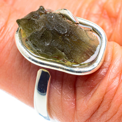 Czech Moldavite Rings handcrafted by Ana Silver Co - RING58113