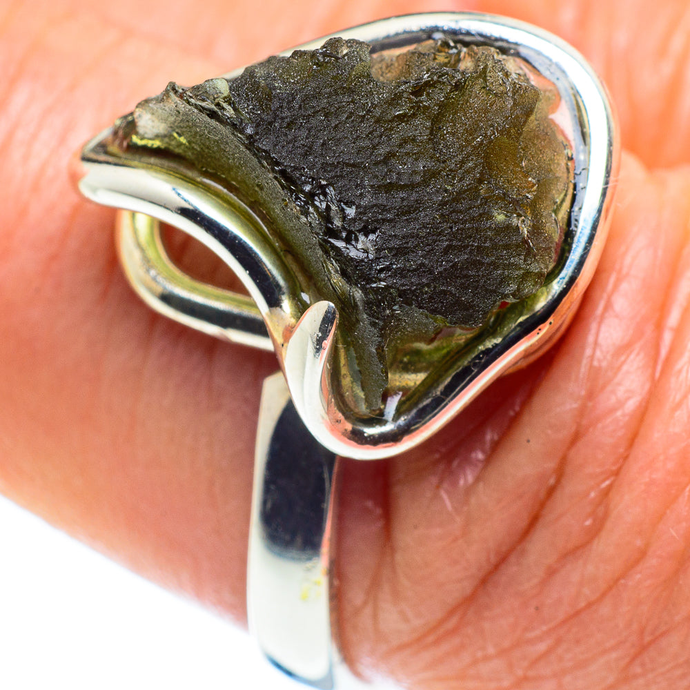 Czech Moldavite Rings handcrafted by Ana Silver Co - RING58116