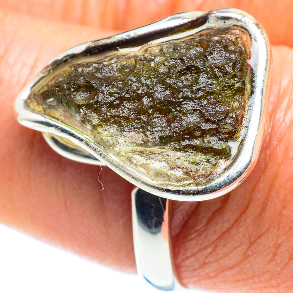 Czech Moldavite Rings handcrafted by Ana Silver Co - RING58117