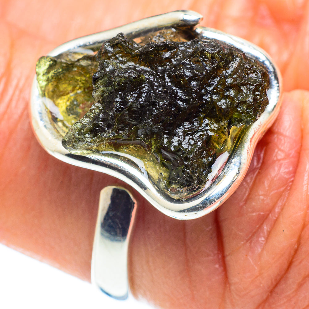 Czech Moldavite Rings handcrafted by Ana Silver Co - RING58118