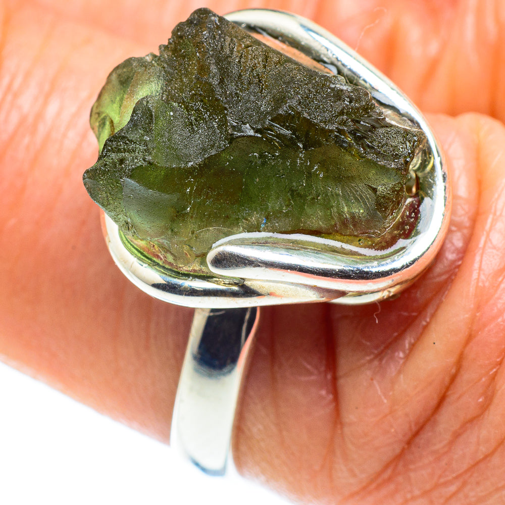 Czech Moldavite Rings handcrafted by Ana Silver Co - RING58119