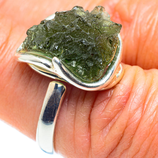 Czech Moldavite Rings handcrafted by Ana Silver Co - RING58120