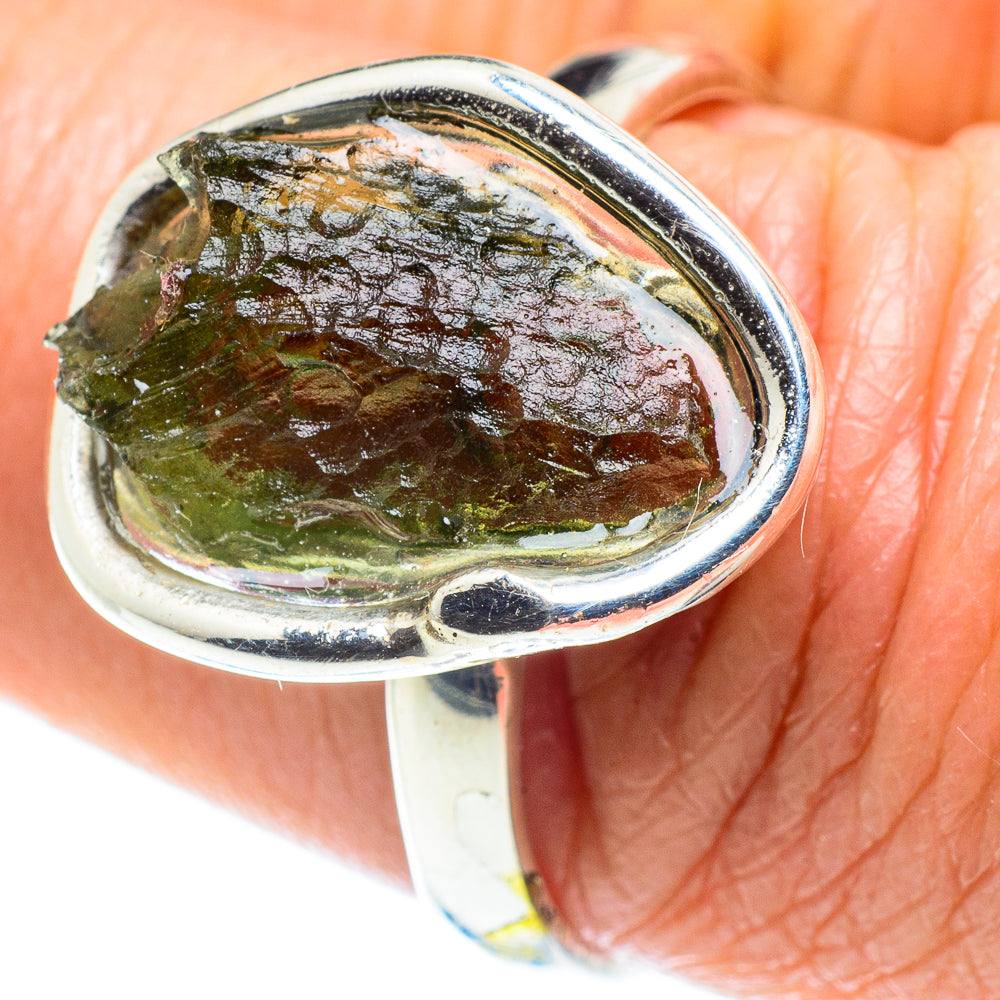 Czech Moldavite Rings handcrafted by Ana Silver Co - RING58121