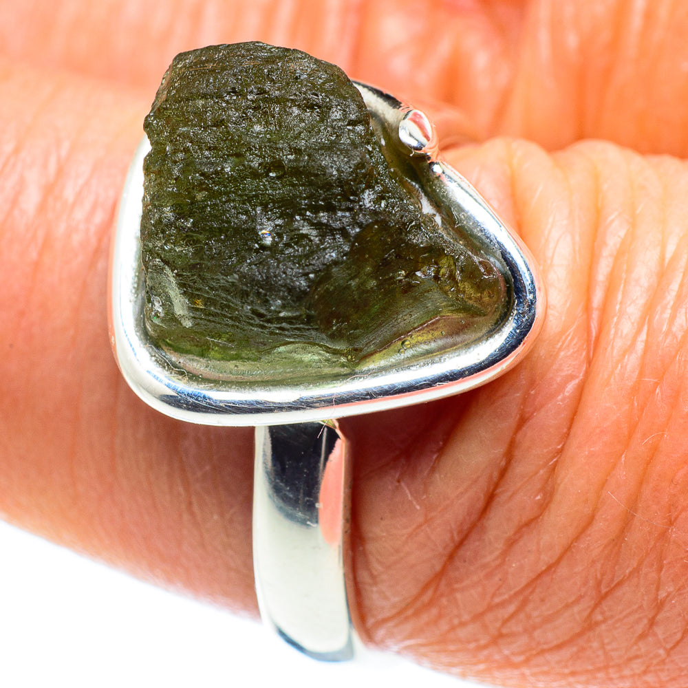 Czech Moldavite Rings handcrafted by Ana Silver Co - RING58122