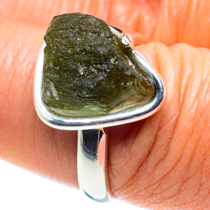 Czech Moldavite Rings handcrafted by Ana Silver Co - RING58122