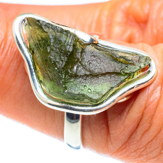 Czech Moldavite Rings handcrafted by Ana Silver Co - RING58123