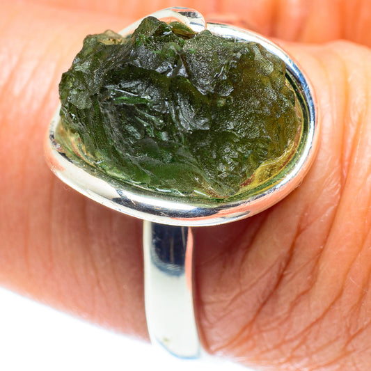 Czech Moldavite Rings handcrafted by Ana Silver Co - RING58124