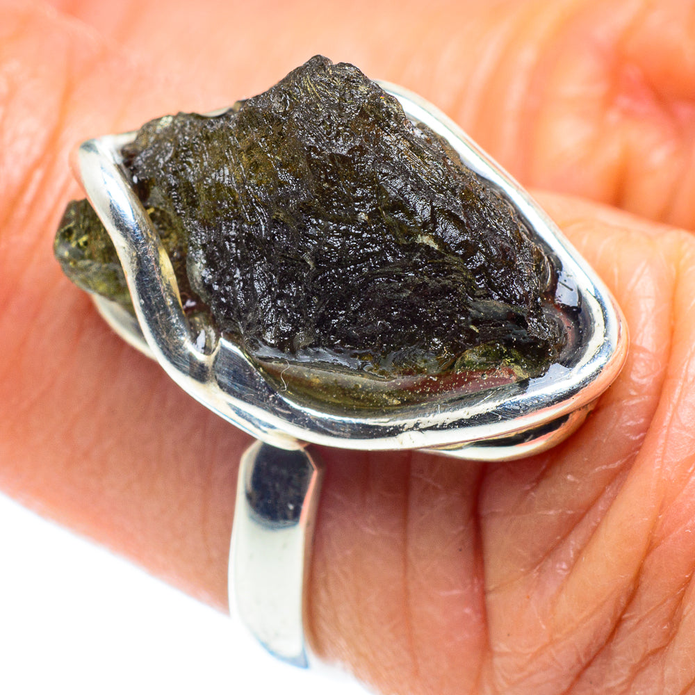 Czech Moldavite Rings handcrafted by Ana Silver Co - RING58126
