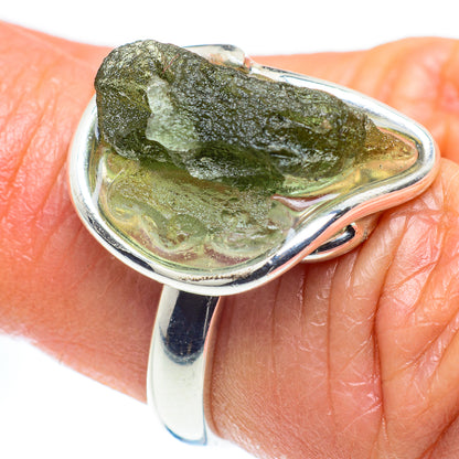 Czech Moldavite Rings handcrafted by Ana Silver Co - RING58128