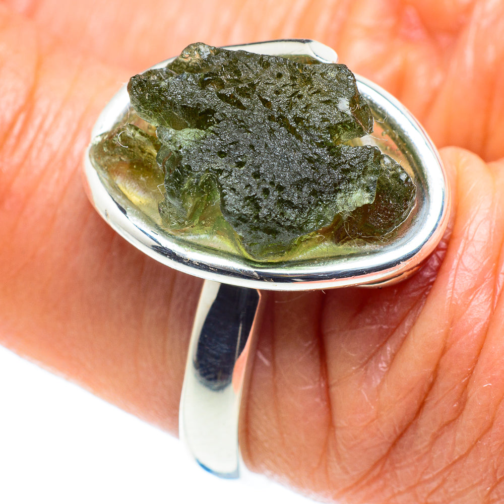 Czech Moldavite Rings handcrafted by Ana Silver Co - RING58131