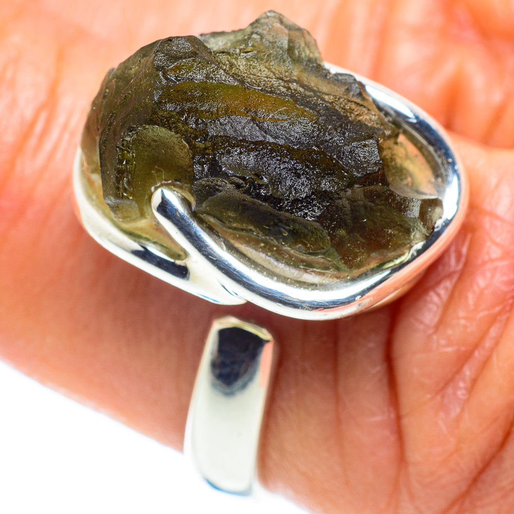 Czech Moldavite Rings handcrafted by Ana Silver Co - RING58133